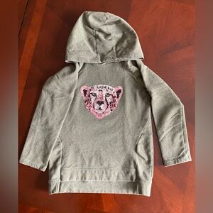 deux par deux Sequin Tiger Olive Sweatshirt Hoodie Sz7(122cm)